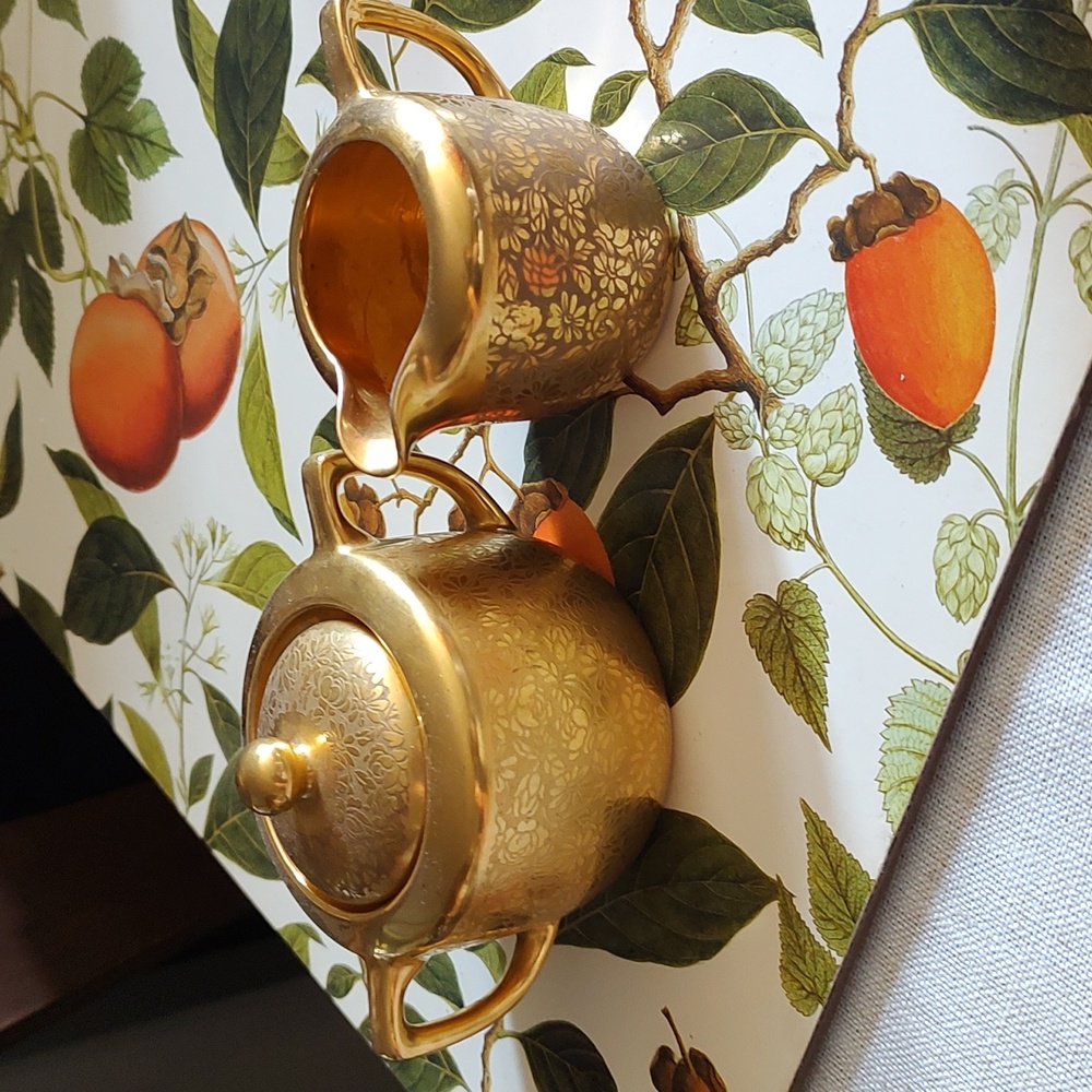 Goddess Complex Pickard Japan USA Gold Creamer / Sugar Set